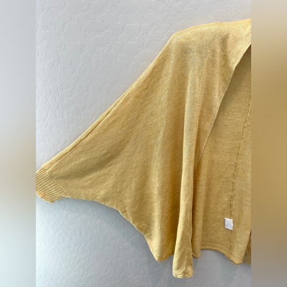 EILEEN FISHER | 100% Linen Open Front Cardigan Yellow Lightweight Sweater | XS - Picture 3 of 7